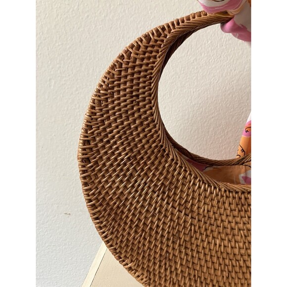 Vera For Anthropologie Sigrid Scarf Clutch Rattan Purse Handbag Pink Scarf - Picture 6 of 16